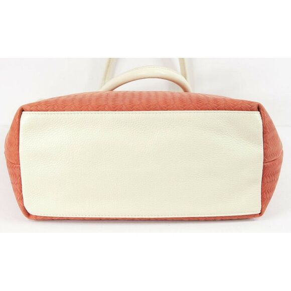 Treesje Orange Woven Leather Cream Tassel Large Organizer AWO-3032 Tote Bag - Picture 4 of 16